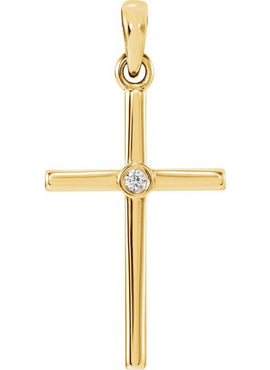 Platinum .01 CT Natural Diamond Cross Pendant