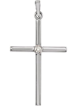 Platinum .01 CT Natural Diamond Cross Pendant