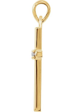 14K White Gold .01 CT Natural Diamond Cross Pendant