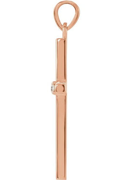 14K White Gold .01 CT Natural Diamond Cross Pendant