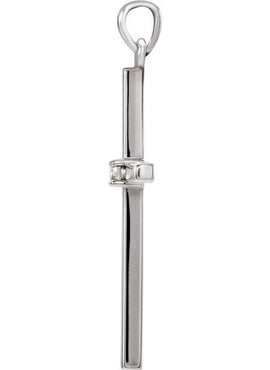 14K White Gold .01 CT Natural Diamond Cross Pendant