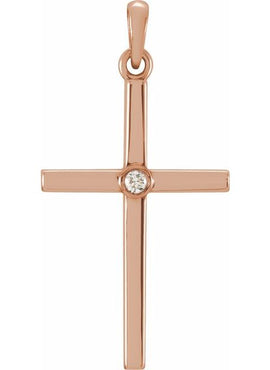 Platinum .01 CT Natural Diamond Cross Pendant