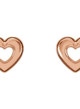 14K Rose Gold Heart Earrings