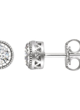 14K Yellow Gold Natural White Sapphire Stud Earrings