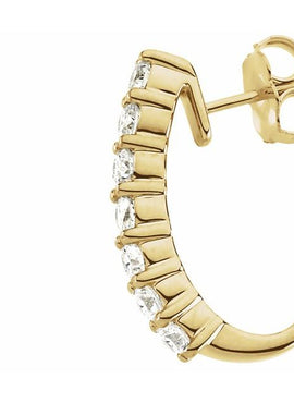 14K Yellow Gold 1 CTW Natural Diamond J-Hoop Earrings