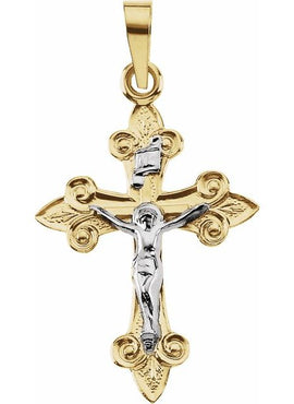 14K Yellow/White Gold 22x17 mm Crucifix Pendant