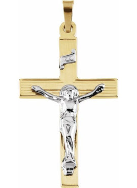 14K White Gold 17.5x11 mm Crucifix Pendant