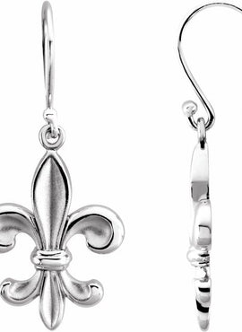 14K White Gold Fleur-de-lis Earring