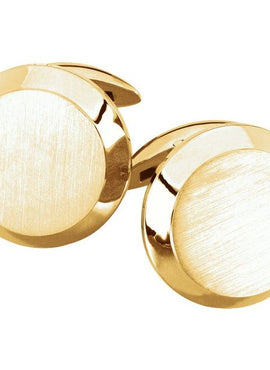 14K Yellow Gold Engravable Round Cuff Links
