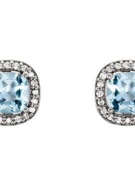 14K Yellow Gold Natural Sky Blue Topaz & 1/10 CTW Natural Diamond Earrings