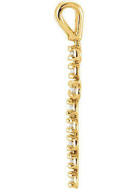 14K Yellow Gold 1/10 CTW Natural Diamond Cross Pendant