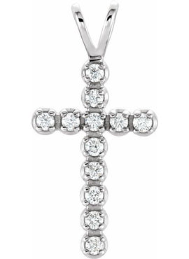 14K Yellow Gold 1/10 CTW Natural Diamond Cross Pendant