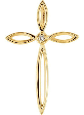 14K Yellow Gold .01 CTW Natural Diamond Cross Pendant