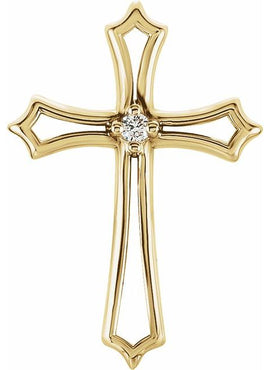 14K Yellow Gold .015 CTW Natural Diamond Cross Pendant