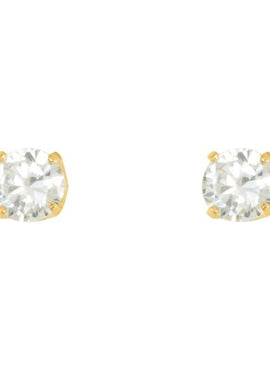24K Gold-Plated Sterling Silver 5 mm Round Imitation White Cubic Zirconia Inverness® Piercing Stud Earrings