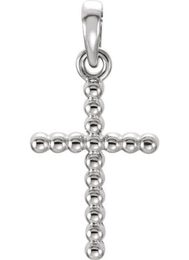 14K Yellow Gold Beaded Cross Pendant