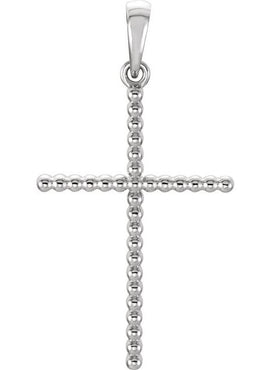 14K Yellow Gold Beaded Cross Pendant