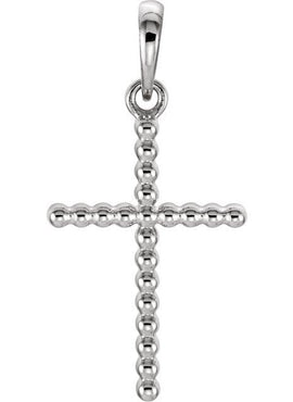 14K Yellow Gold Beaded Cross Pendant