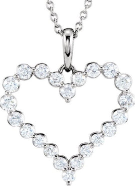 14K Yellow Gold 1 CTW Natural Diamond Heart 18