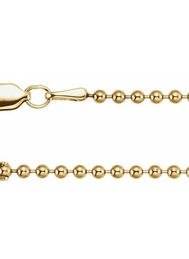 14K Yellow Gold Recycled Metal 1.8 mm Hollow Bead Chain by the Inch