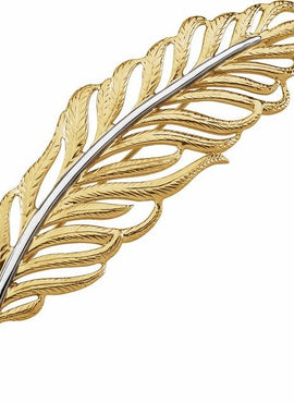 10K Yellow/White Gold Feather Brooch