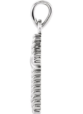 14K White Gold 13.5x8.6 mm Rope Cross Pendant