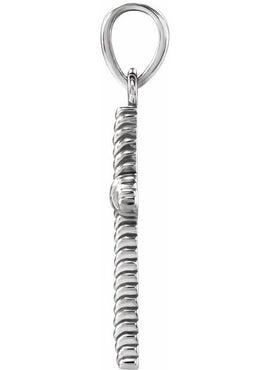 14K White Gold 13.5x8.6 mm Rope Cross Pendant