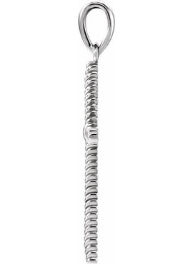 14K White Gold 13.5x8.6 mm Rope Cross Pendant