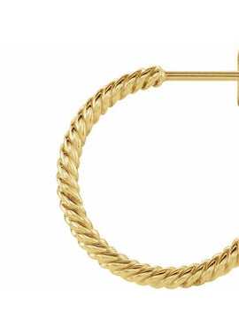 14K Yellow Gold Rope 17 mm Hoop Earrings
