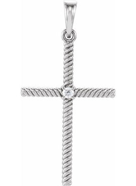 14K Yellow Gold .015 CT Natural Diamond Cross Pendant