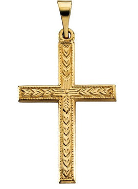 14K Yellow Gold 24.5x22 mm Cross Pendant
