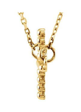 14K Yellow Gold 15.6x9.4 mm Sideways Beaded Cross 16.5