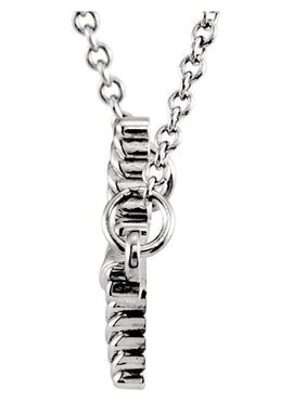 14K White Gold Sideways Rope Cross 16 1/2