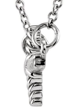 14K White Gold Sideways Rope Cross 16 1/2