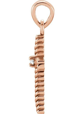 14K Yellow Gold .015 CT Natural Diamond Cross Pendant