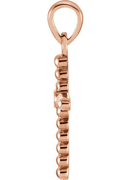 14K Yellow Gold 33.3x17.6 mm .03 CTW Natural Diamond Beaded Cross Pendant