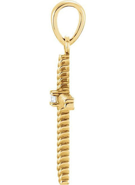 14K Yellow Gold .015 CT Natural Diamond Cross Pendant
