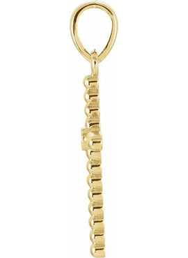 14K Yellow Gold 33.3x17.6 mm .03 CTW Natural Diamond Beaded Cross Pendant