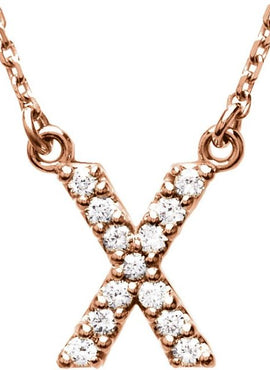14K Rose Gold 1/8 CTW Natural Diamond Initial X 16