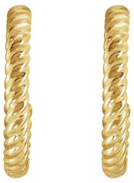 14K Yellow Gold Rope 17 mm Hoop Earrings