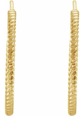 14K Yellow Gold Rope 17 mm Hoop Earrings