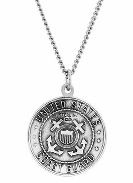 Sterling Silver 18 mm Round St. Christopher U.S. Coast Guard Medal 18