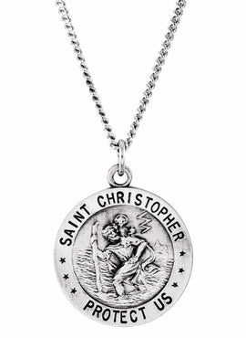Sterling Silver 18 mm Round St. Christopher U.S. Coast Guard Medal 18