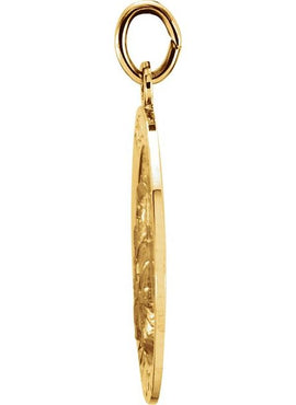 14K Yellow Gold 18 mm Round St. Padre Pio Medal