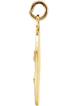 14K Yellow Gold 22 mm Round Sacred Heart of Jesus Medal