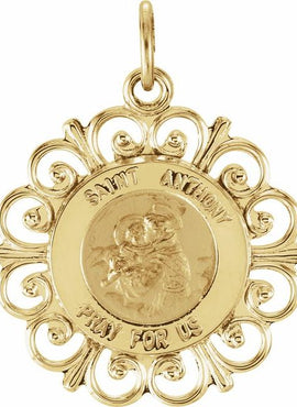 14K Yellow Gold 18 mm St. Anthony Medal