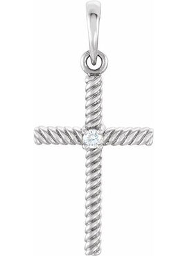 14K Yellow Gold .015 CT Natural Diamond Cross Pendant