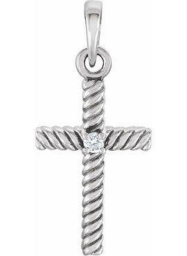 14K Yellow Gold .015 CT Natural Diamond Cross Pendant
