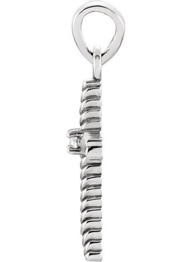 14K Yellow Gold .015 CT Natural Diamond Cross Pendant