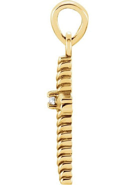 14K Yellow Gold .015 CT Natural Diamond Cross Pendant